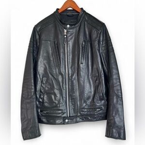 West Coast Leather Black Leather Moto Biker Jacket Size M